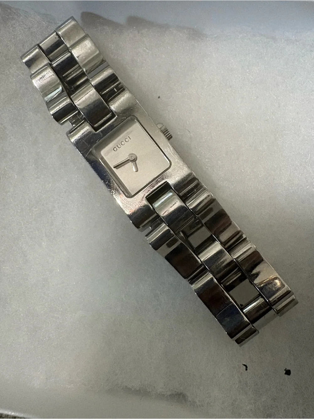 Gucci Silver Link Bracelet Watch with Square Dial